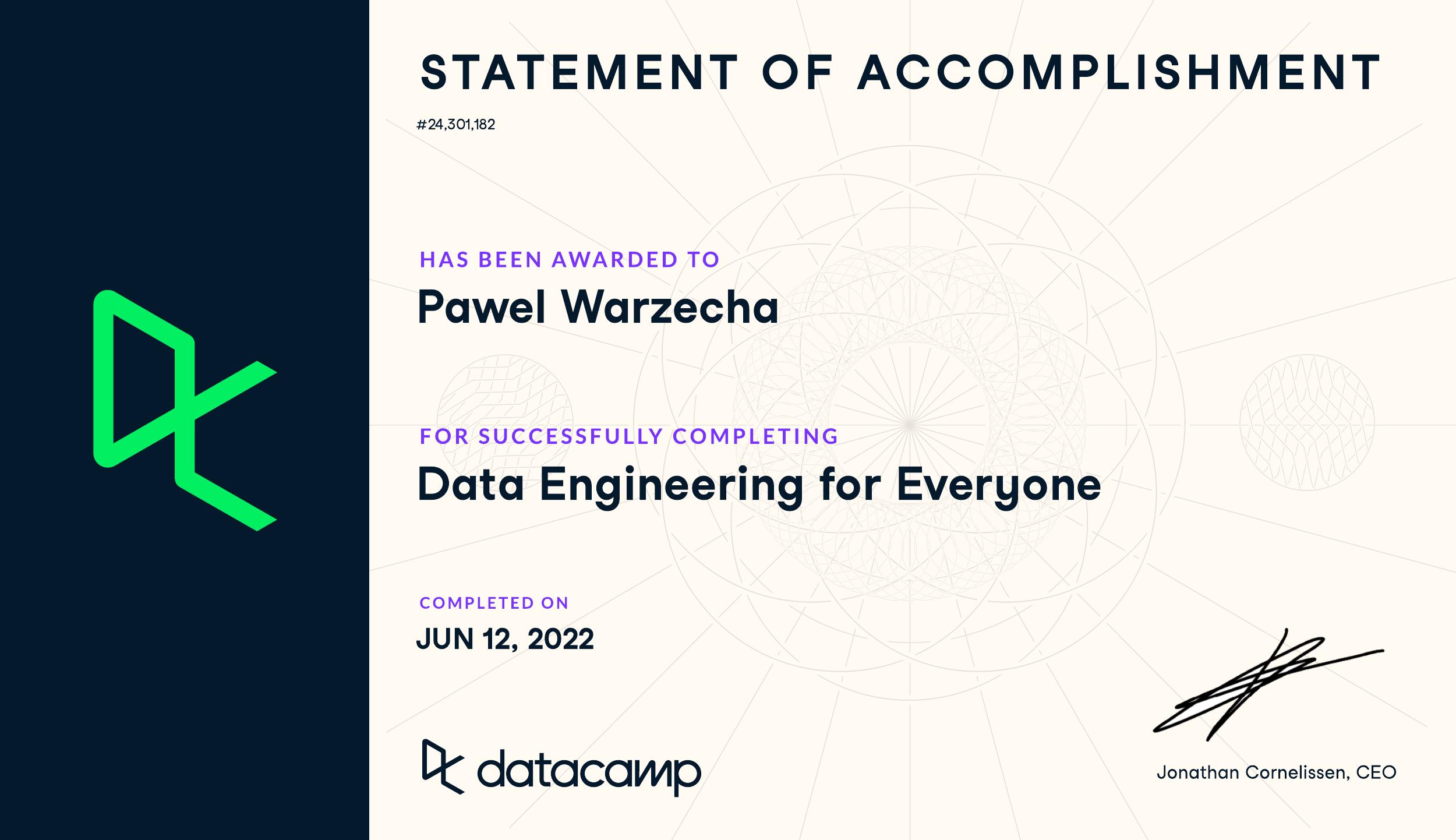 Data Engineering Certificate